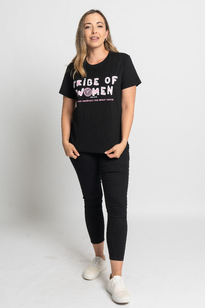 Tribe Of Women Type Black Cotton Crew Neck Women’s T-Shirt