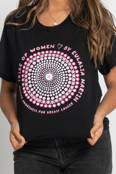 Tribe Of Women Circle Black Cotton Crew Neck Women’s T-Shirt