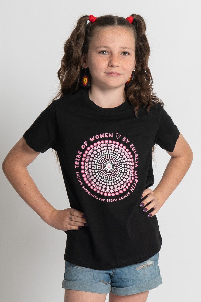 Tribe Of Women Circle Black Cotton Crew Neck Kids T-Shirt