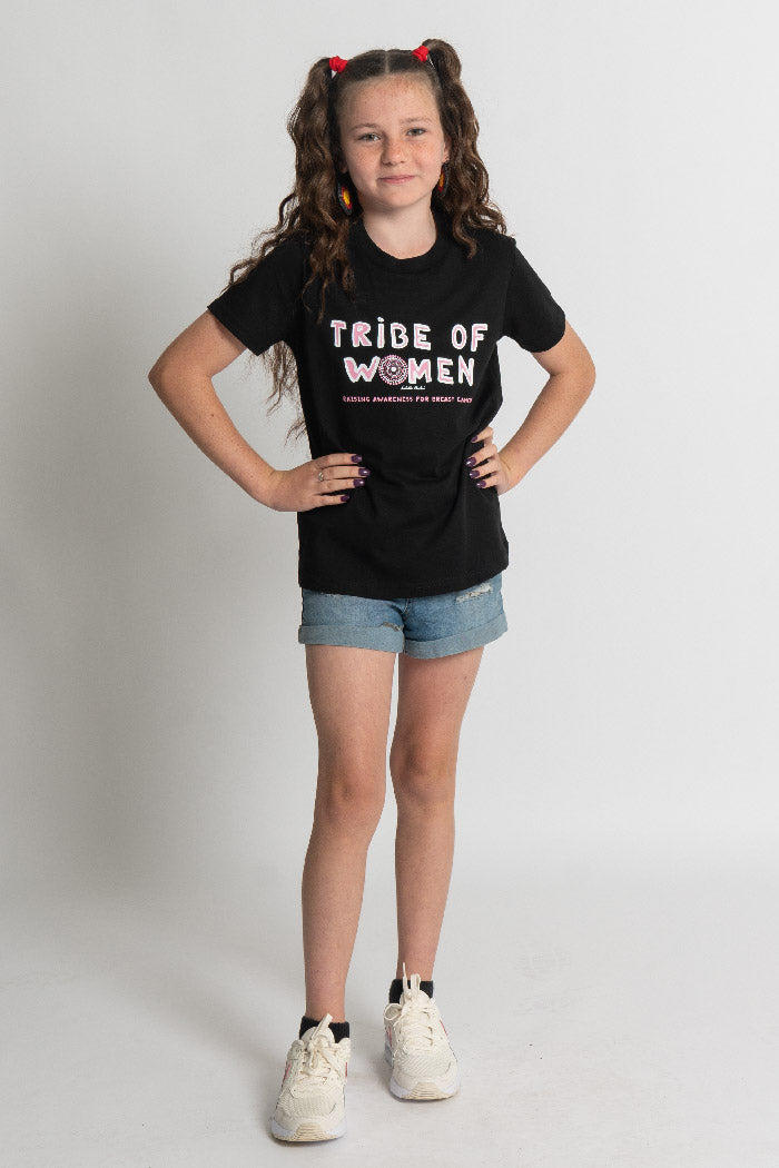 Tribe Of Women Type Black Cotton Crew Neck Kids T-Shirt