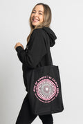 Tribe Of Women Circle Black Long Handle Cotton Tote Bag