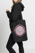 Tribe Of Women Circle Black Long Handle Cotton Tote Bag