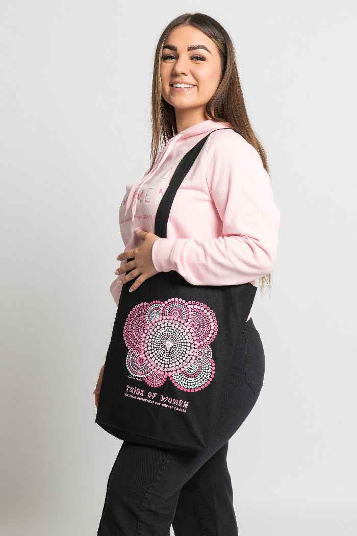 Tribe Of Women Awareness Black Long Handle Cotton Tote Bag