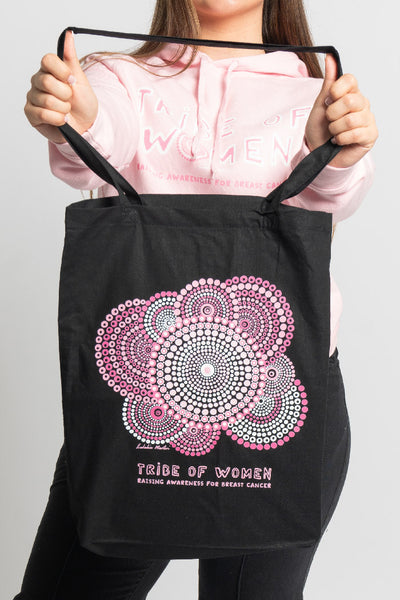 Tribe Of Women Awareness Black Long Handle Cotton Tote Bag