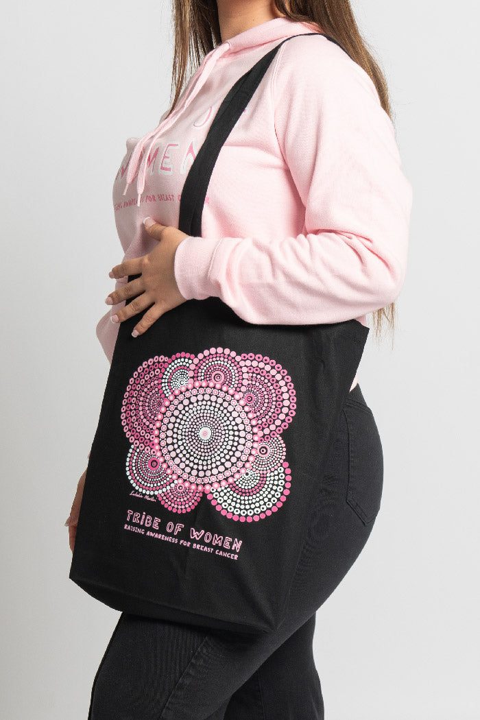 Tribe Of Women Awareness Black Long Handle Cotton Tote Bag