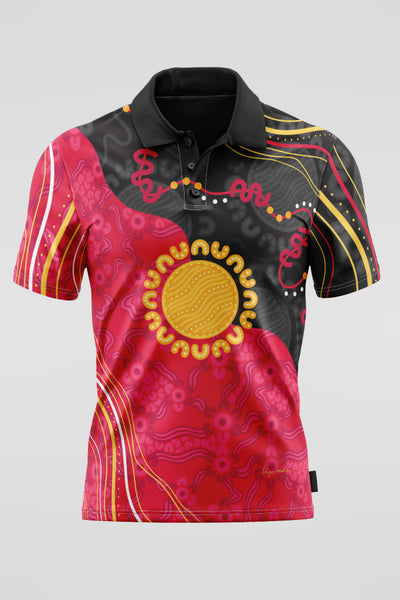 Sun Soaked Aboriginal Flag Unisex Polo Shirt