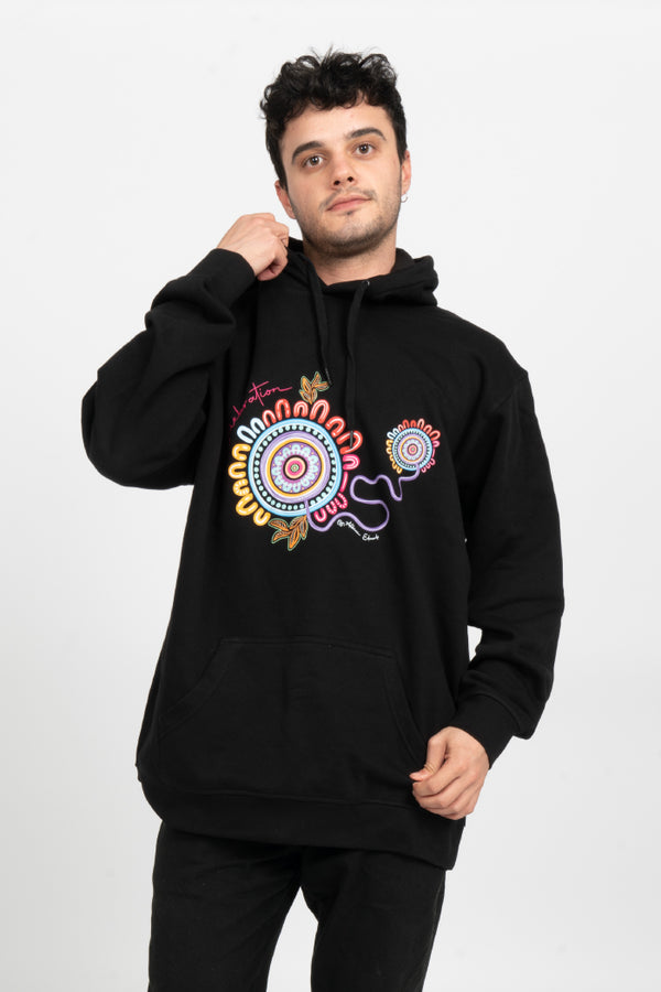 Celebration Black Cotton Blend Unisex Hoodie