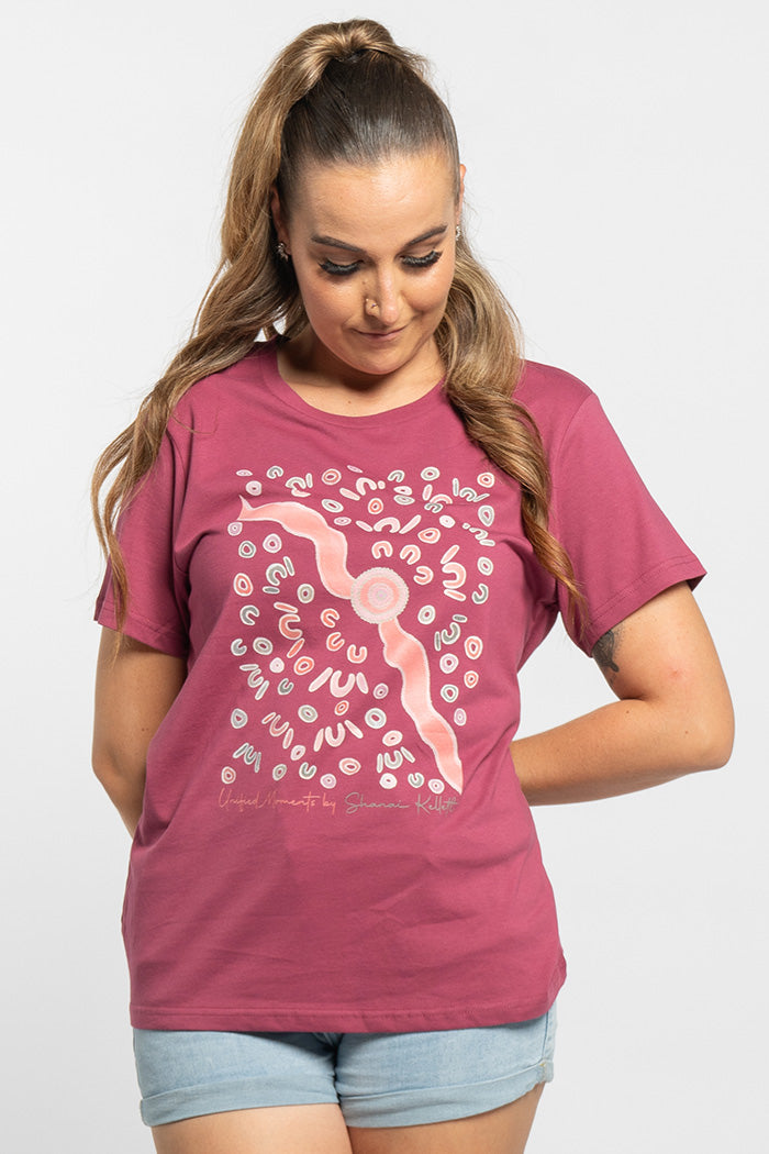 Unified Moments Berry Cotton Crew Neck Women’s T-Shirt