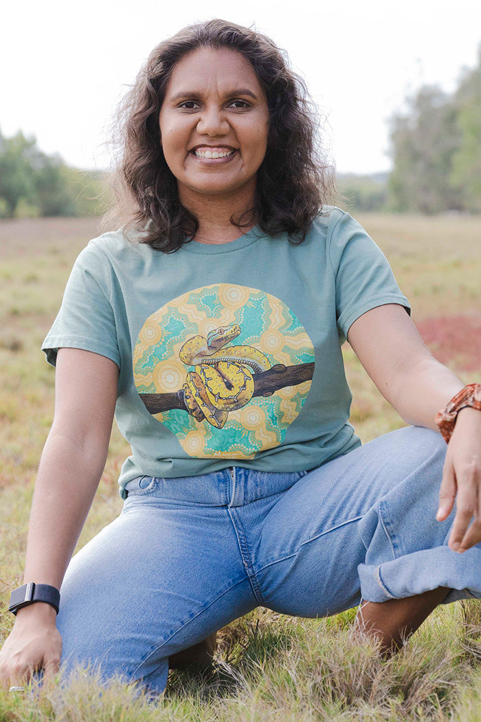 Python 'Australian Wildlife Conservancy' Sage Cotton Crew Neck Women’s T-Shirt