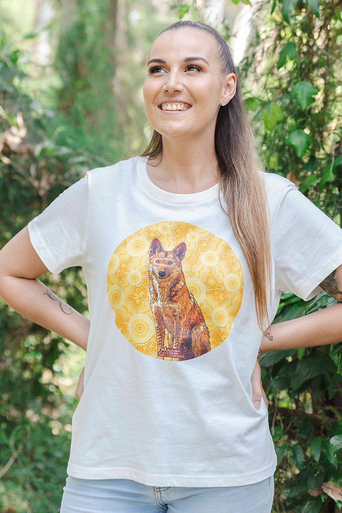 Dingo (Wilkarr) 'Australian Wildlife Conservancy' Natural Cotton Crew Neck Women’s T-Shirt