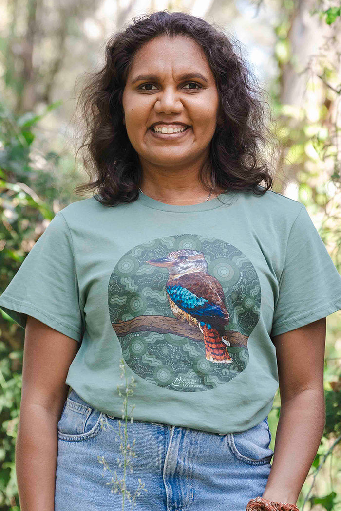 Kookaburra (Durdilapka) 'Australian Wildlife Conservancy' Sage Cotton Crew Neck Women’s T-Shirt