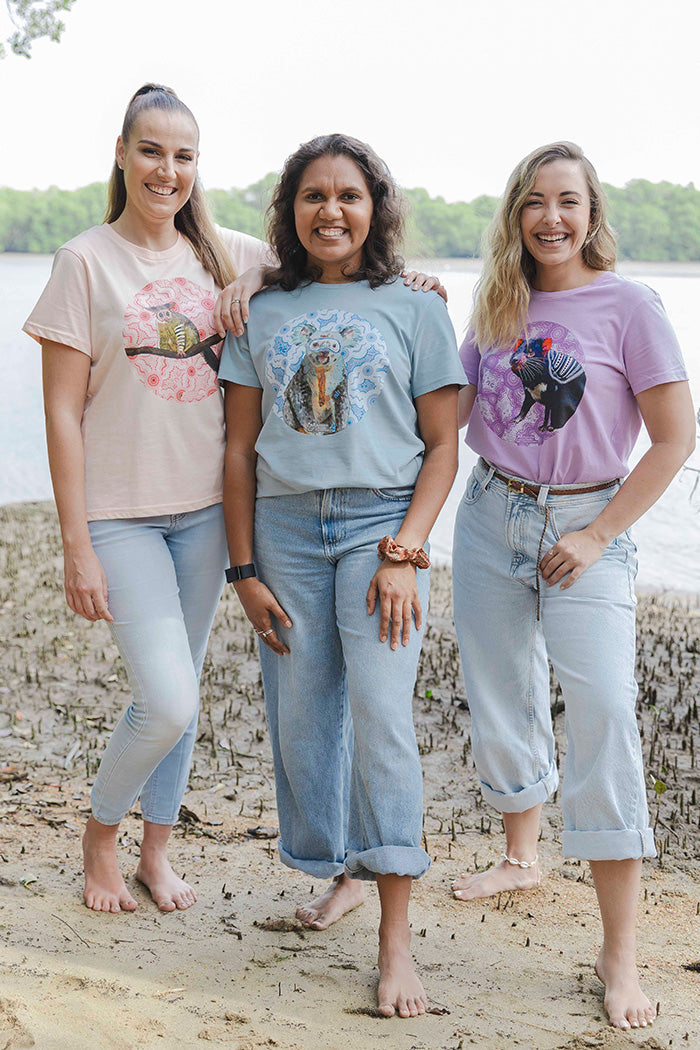 Koala (Gurrburr) 'Australian Wildlife Conservancy' Pale Blue Cotton Crew Neck Women’s T-Shirt