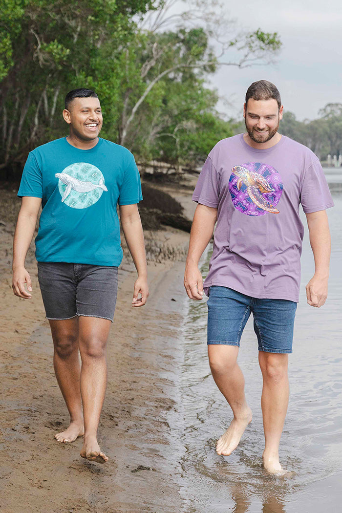 Sea Turtle 'Australian Wildlife Conservancy' Mauve Cotton Crew Neck Unisex T-Shirt