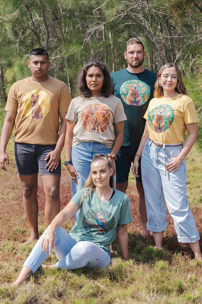 Dingo (Wilkarr) 'Australian Wildlife Conservancy' Camel Cotton Crew Neck Unisex T-Shirt