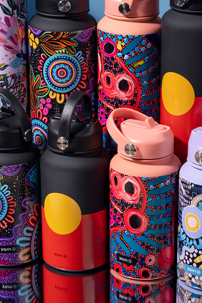 "Raise The Flag" Aboriginal Flag 650mL Insulated Stainless Steel Drink Bottle with Handle