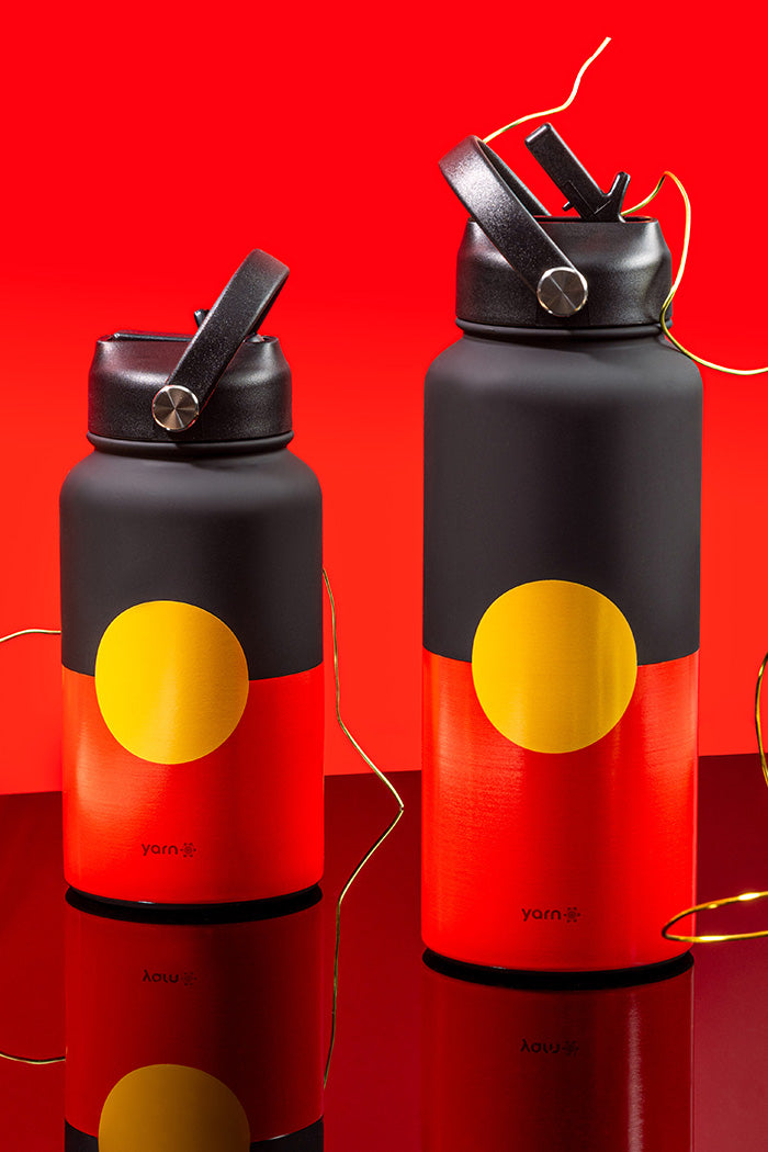 "Raise The Flag" Aboriginal Flag 650mL Insulated Stainless Steel Drink Bottle with Handle