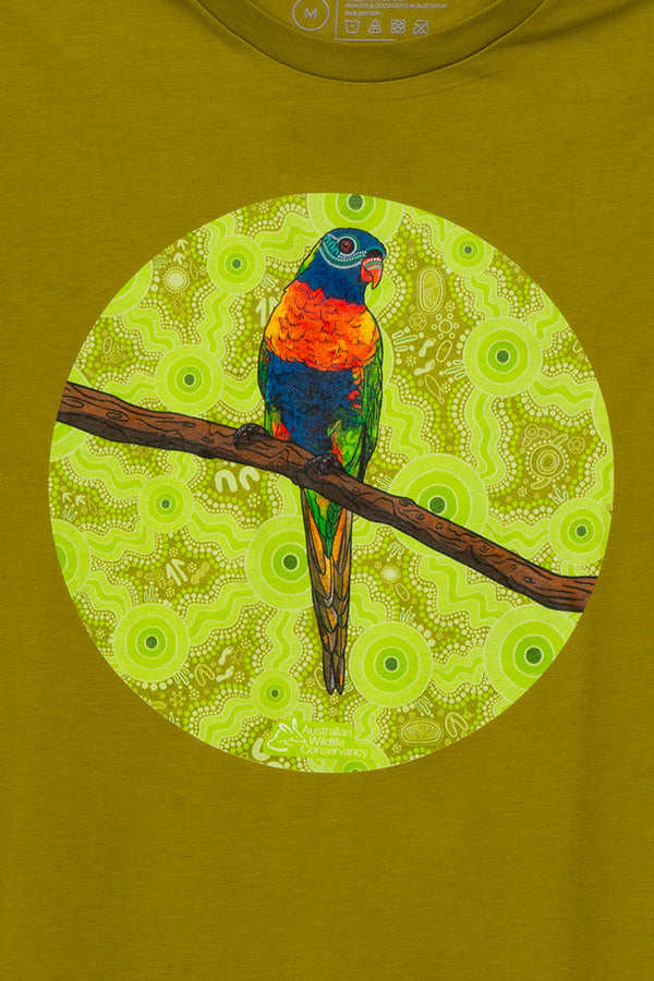 Lorikeet 'Australian Wildlife Conservancy' Moss Cotton Crew Neck Unisex T-Shirt