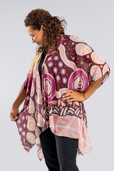 Aboriginal Art Designer Australia-Learn Heal Grow Chiffon Shawl-Yarn Marketplace