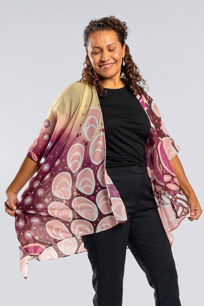 Aboriginal Art Designer Australia-Learn Heal Grow Chiffon Shawl-Yarn Marketplace