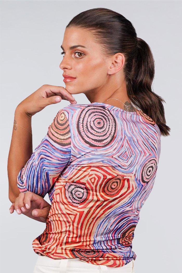 Aboriginal Art Clothing-Mina Jukurrpa Women's Twist Top-Yarn Marketplace