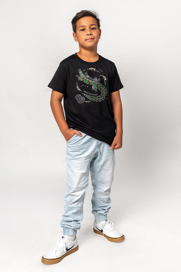 Croc Country Black Cotton Crew Neck Kids T-Shirt