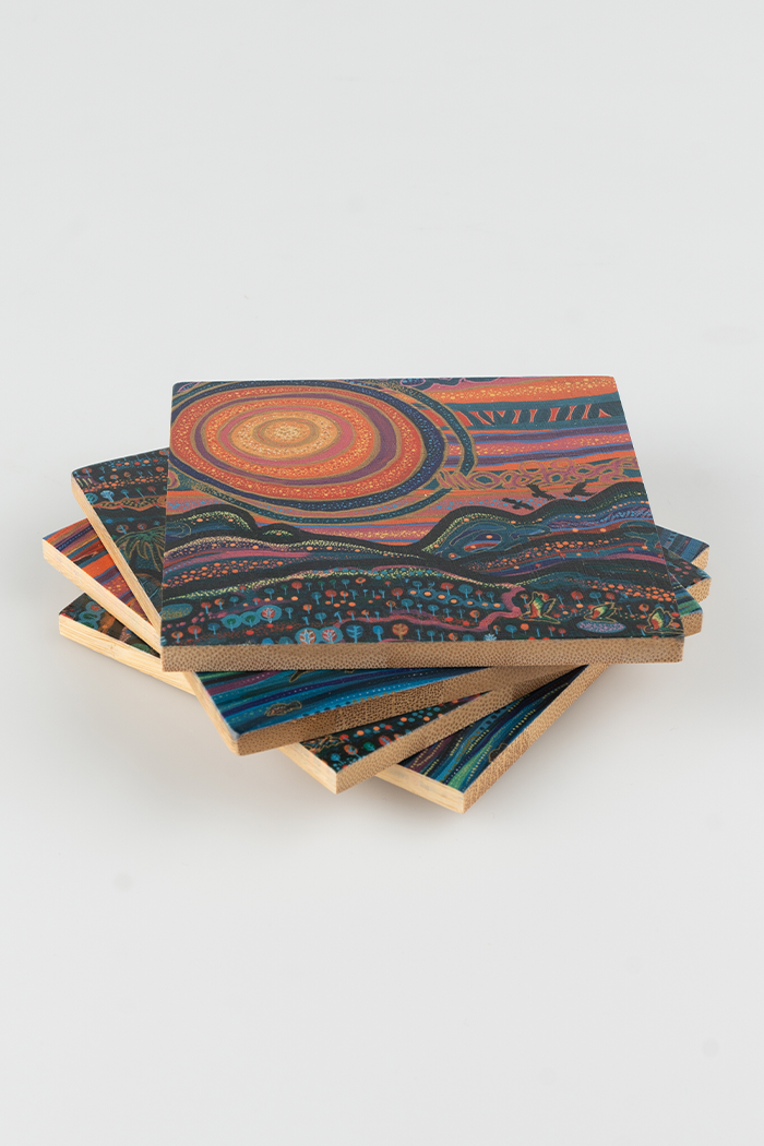 Currumbin Sunset Bamboo Coaster Set (4 Pack)