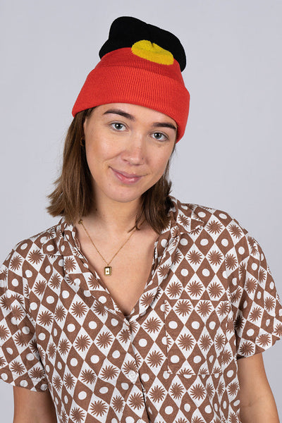 "Raise The Flag" Aboriginal Flag (Full Print) Red & Black Acrylic Beanies