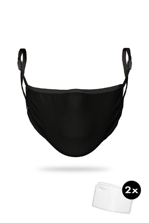 Black Combed Cotton Adults Adjustable 3 Layer Reusable Face Mask (including 2 Filters)